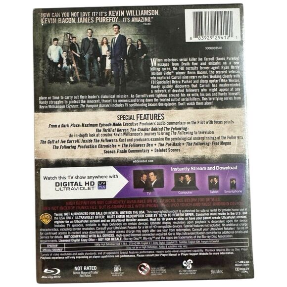 The Following The Complete First Season Kevin Bacon Blu Ray DVD HD Digital HD UV - Picture 2 of 2